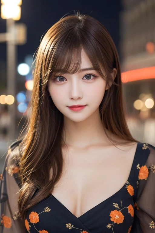 masutepiece, Best Quality, Illustration, Ultra-detailed, finely detail, hight resolution, 8K Wallpaper, Perfect dynamic composition, Beautiful detailed eyes, Medium Hair,Small breasts natural color lip, Bold sexy poses,Smile,Harajuku、20 years girl、Cute、Sexy shot looking at camera,Betting Background