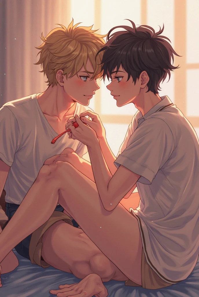 juvenile,Japanese,Thinly-skinned abs,barefoot,Upper body naked,man,Is ejaculating,whole body,Erect penis,Slim body,地縛juvenile花子くん,The soles of my feet are being licked,