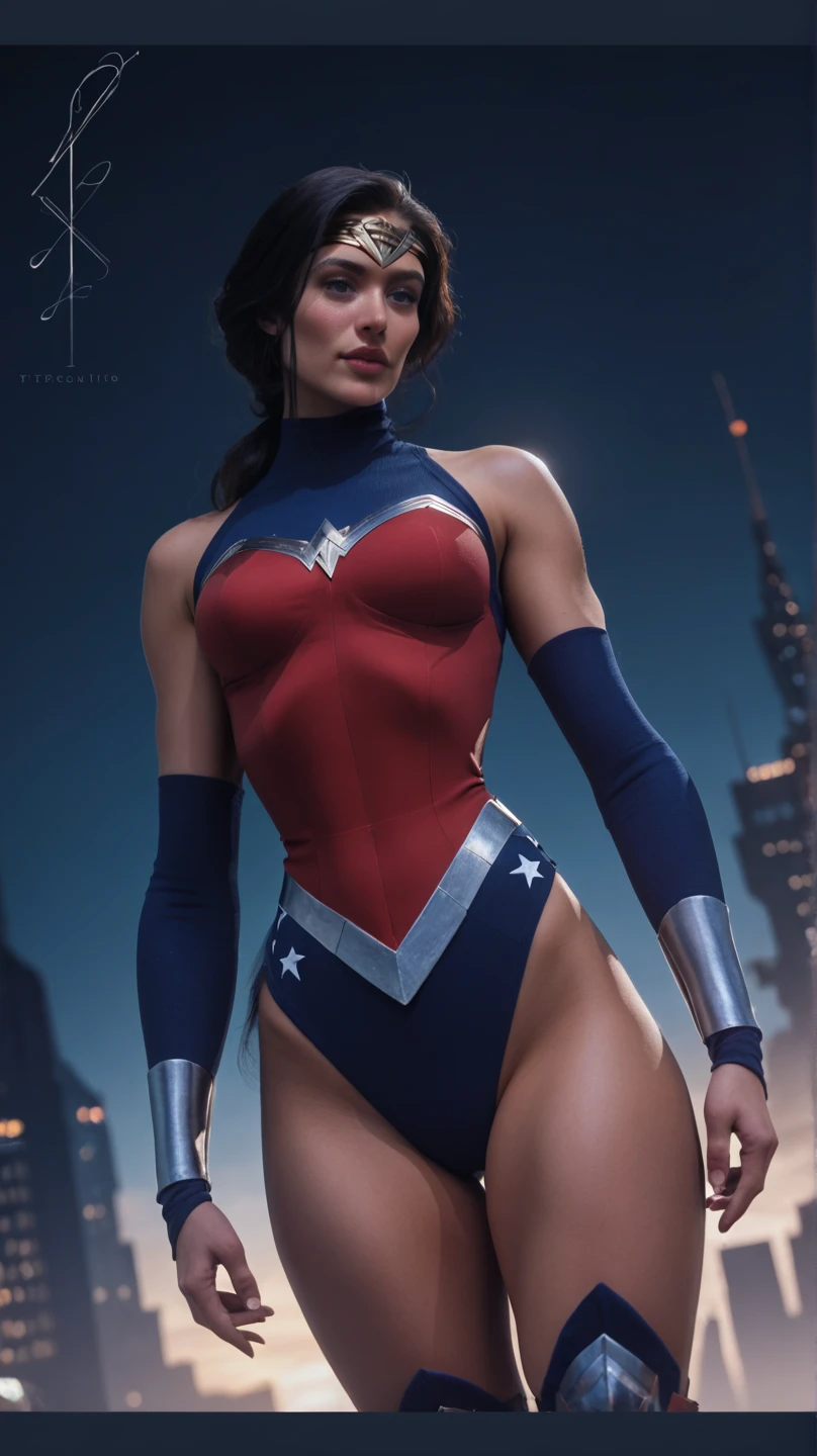 Superman female version.
Young woman dressed in tights, Short bob style hair, blue eyes,
- Entirely white and red fitted suit - suit that enhances female anatomy, nude naked.
- Standing, with a firm and confident posture, big hips, big buttocks, small waist, big chest, flying over a city with a determined look.
- In a sensual pose, ready for action, with one arm extended and the other flexed.
- Sensual and mischievous look, transmitting lust .
- A soft but confident smile can add warmth and bring the character closer.
- A cosmic scene with planets and stars, showing your connection to the universe.
- A night landscape,
- Soft, warm light that highlights the textures and details of the suit.
- Shadows that accentuate the muscles and figure, creating a dramatic contrast.
- Light effects that suggest energy and power emanating from the character.
- Hair blowing in the wind, adding dynamism.
- Visual effects such as flashes of light or auras that enhance your power.
- Add moving elements, like hair, to give life and energy to the image.