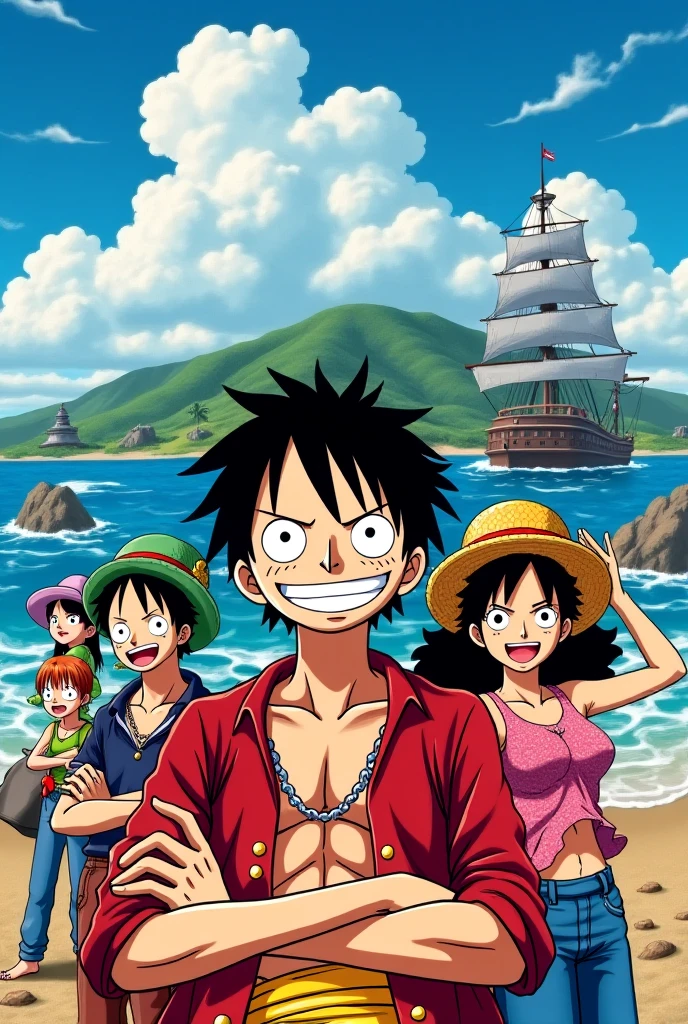 Foto cute de Luffy Zoro nami Robin usop sanji shoper brook Franki jimbe juntos