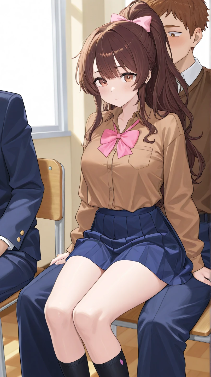 NSFW, (masterpiece, top quality, best quality, highly detailed:1.6), anatomically correct, (full body), wide shot, long shot, (woman stands in front of a men's urinal and urinates:3),(((Woman urinating in a men's urinal))), (school uniform, pastel colors cardigan,red Kilt skirt:2),(Open your knees, skirt lifted up to the chest, Show your groin:3), (crotch, pussy, urethra:2), (standing pee, Pee while standing,urinating while standing, pee running down legs:2), (standing:2.9),(Woman standing on a puddle of urine:1.5), (((Lift up the skirt high))), Pee excreted with force, Urine that is discharged from the urethra in a parabolic arc, strong facial expression, (sharp eye:1.2), (scowl:1.1), (embarrassed, blush:1.3), (steam:1.9), (wet:1.2), (sweat:1.1), (trembling:1.3), (open mouth, wavy mouth:1.4), (clenched teeth:1.7), (closed eyes:1.5), (feeling weak:1.5), (shoot from front, looking at viewer:1.2), (high school Men's toilet, urinal for men, Restroom:2.5), woman, indoor, High socks, Loafers, (long hair, dark brown hair, ponytail:1.5), (glasses:1.8), (woman trembling with sexual climax:1.5), (Be incontinent:1.5), colorful, perfect composition, urination, incontinence, piss,  (((pee stream))), (pee puddle), large breasts, Yellow pee, puddle of pee, Pee at your feet, Pee spread on the floor, Pee stains, Dripping pee between my legs, Feet wet from pee, Pee-covered feet, Pee at your feet, want to pee, Full bladder, Pee-soaked Loafers and socks, natural makeup,