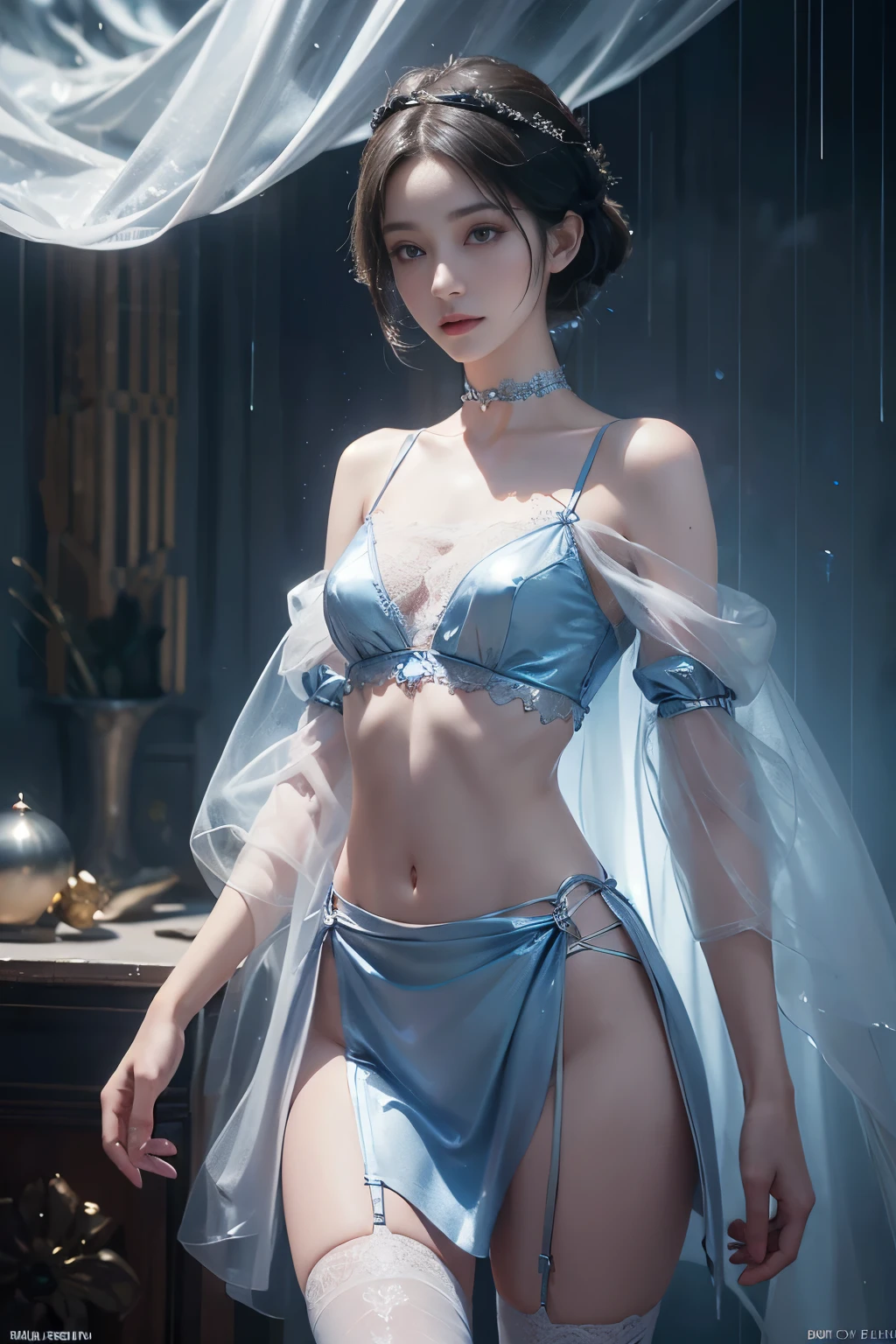 ((whole body)), ((From below)), Clear face, Pretty Face, 8K, masterpiece, original photo, best quality, detail:1.2),lifelike, Extremely detailed CG unified 8K wallpapers, Depth of Field, lamp, lens flare, Ray Tracing, (Extremely beautiful face, Beautiful lips, beautiful eyes), intricate detail face, ((ultra detailed skin)) 1 girl, in the darkness, Deep Shadows, Beautiful Korean girl, Korean Idol,(Very slim figure:1.3), (A bright smile), (City night, (霓虹lamp), (night), Beautiful Korean girl, White Diamond Earrings, Bracelet diameter, Deya Necklace, Pantyhose, Clear eyes, Walk, Facing forward, (big eyes),Dressed in suspender pajamas,Long skirt pajamas