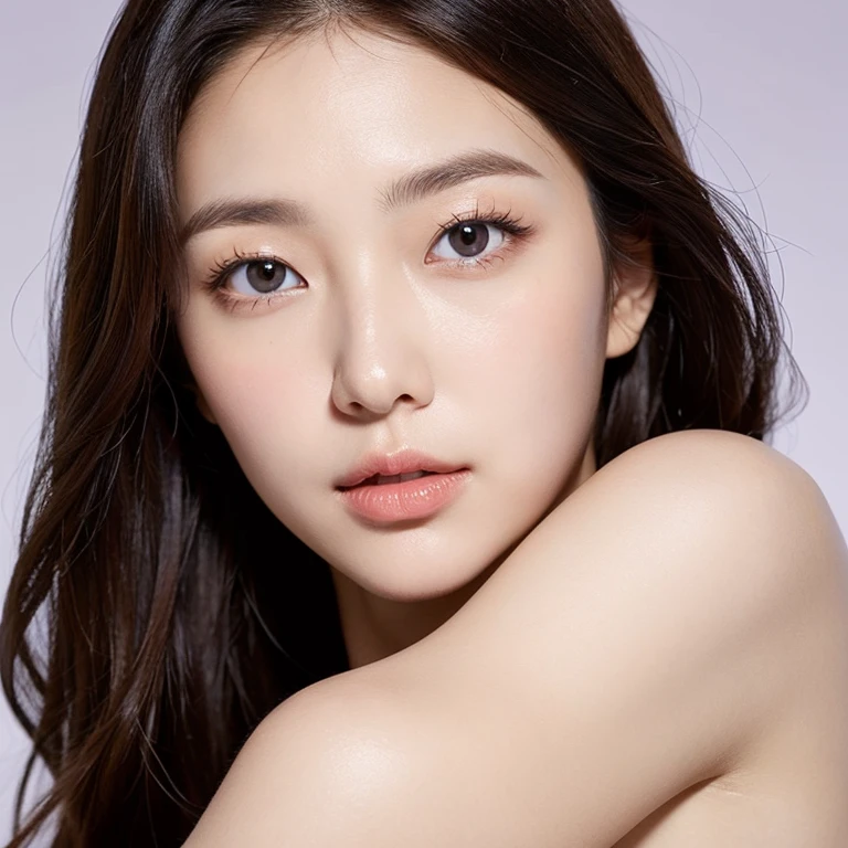 ((Lively, High resolution: 1.3)), A young girl with a perfect body, (Her face and eyes are depicted with utmost detail: 1.3), Long cascading hair of random hues, A fitted random color tank top revealing her cleavage: 1.2, Short jeans accentuating her curves, Big breasts proudly on display.
