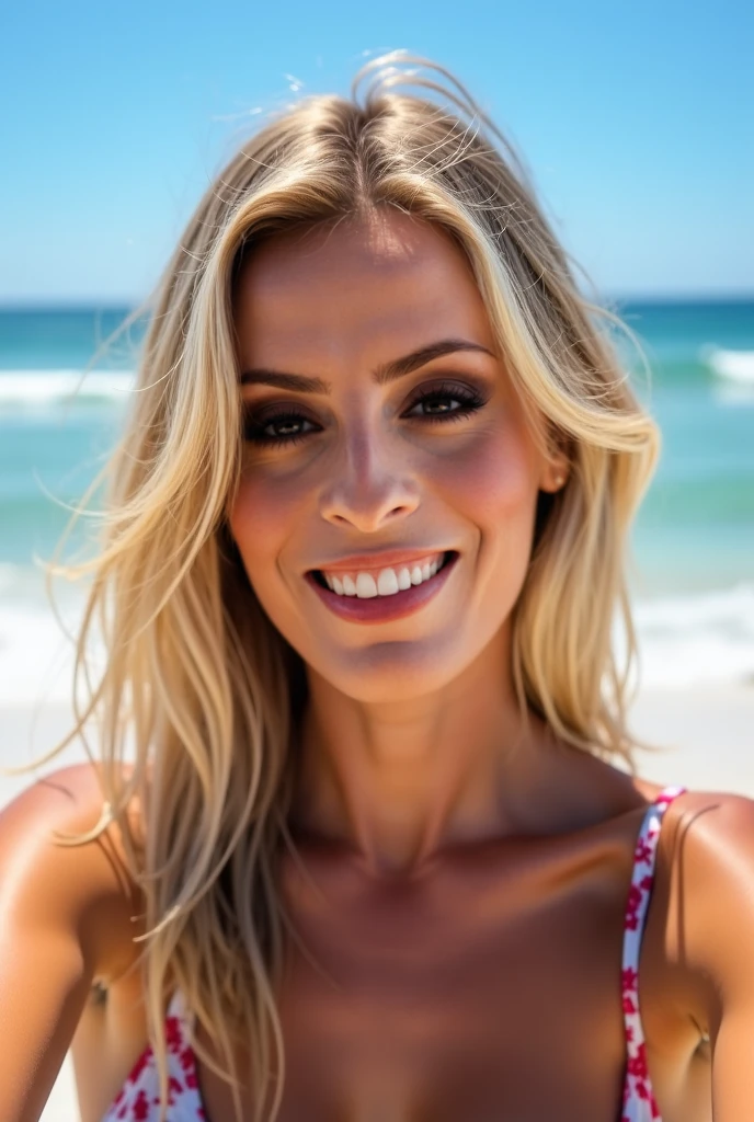 (photorealism:1.2), beautiful woman, sit Beauty pageant on the beach with beautiful girls