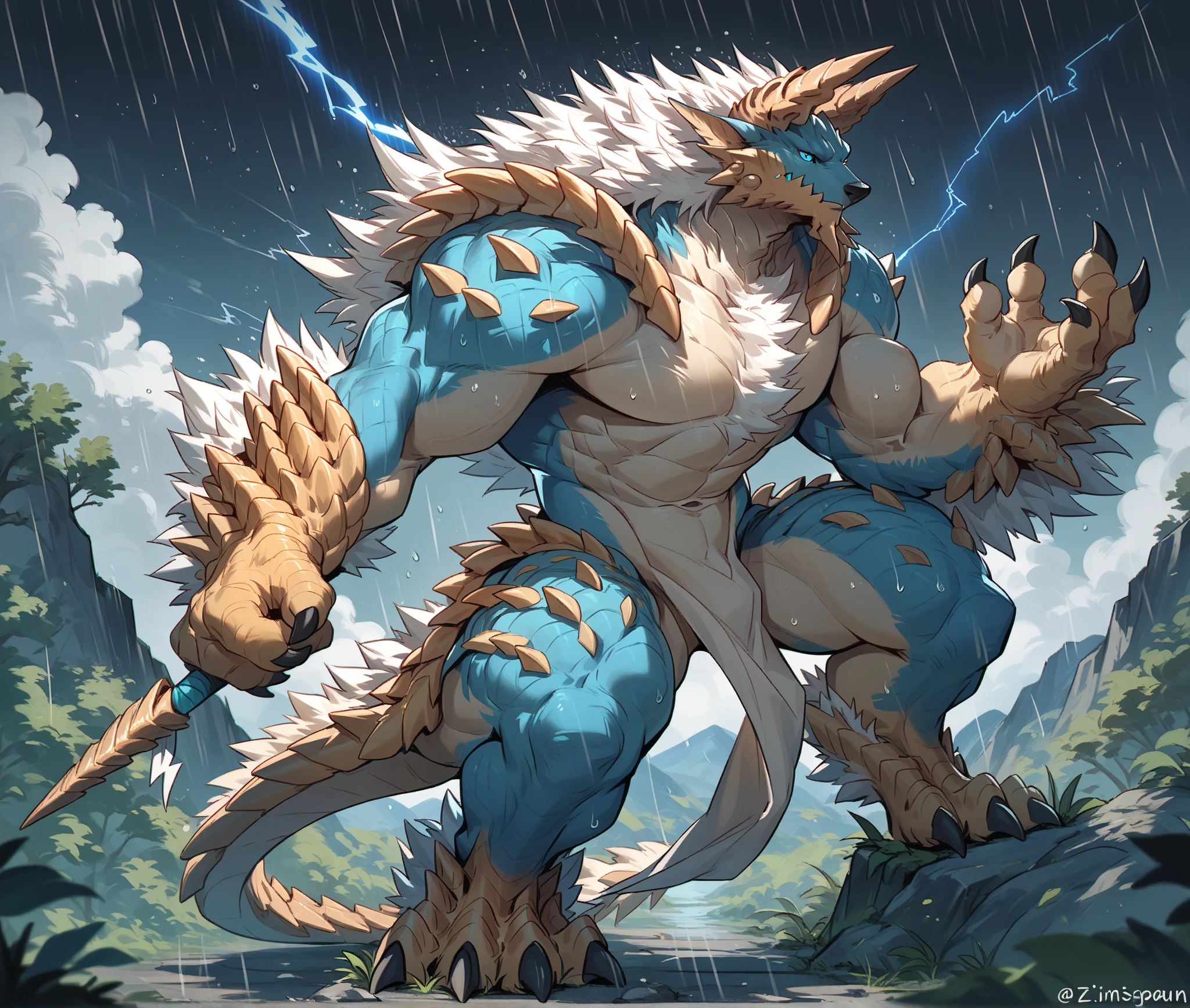 Male, solo, anthro, hybrid dragon, detailed hands, well drawn hands, ((XXL jockstrap)), teeth, fangs, white teeth, athletic male, toned scaled body, pecs, Misty, sweaty, ((standing pose)), ((very detailed bulge, ???? shaped bulge)), very detailed lighting, ((very detailed skin texture)), ((very detailed clothing)), very detailed dragon head, very high quality, very high resolution, by Juiceps
