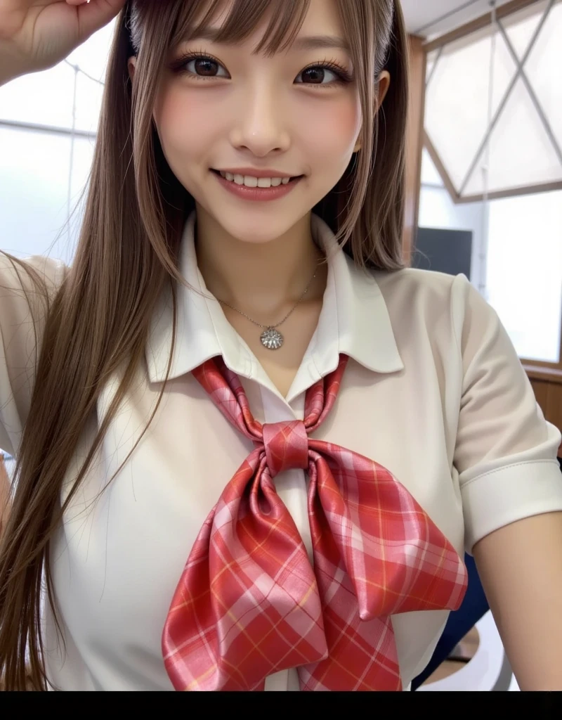 Raw photo、Ultra-realistic、Ultra detailed face、Detail lips、Detailed eyes、High school girl smiling showing her teeth、Long Hair:1.1、chest、Visible curves、Laughing with your mouth open 、Tokyo city角、 Whole body、( Slender body)、(Long Hair)、Big Breasts、Idol、(pastel colour)、18-year-old、Small face、Braid、 Tokyo city、Long beautiful legs 1.2、Curved waist、flower、uniform、blouse