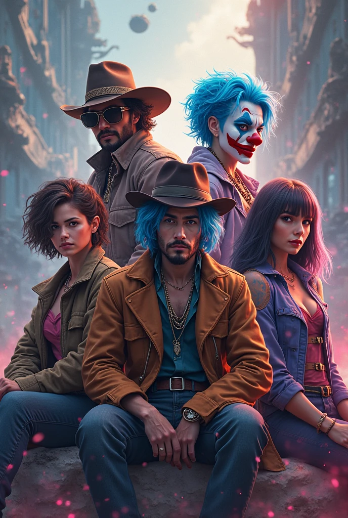 The cast of Bebop recreating their iconic cover in Steam Punk aesthetic