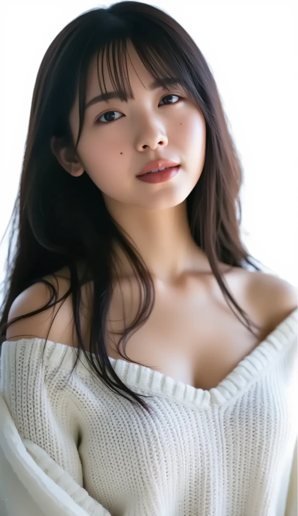 (Highly detailed CG Unity 8k wallpaper)、(masterpiece)、(Highest quality)、(Super detailed)、(Best illustrations)、(Best Shadow)、Ultra-high resolution、(Real、Photorealistic:1.2)、(Kyoko Otonashi:1.4)、(Long hair with bangs that fall on the forehead:1.4)、(Large Breasts:1.4)、((Pink long sleeve shirt:1.2))、((Yellow apron:1.2))、(The apron has a small chick mark on it.:1.2)、(Cleaning with a detailed bamboo broom:1.2)、In the background is an old wooden apartment building。The posture is relaxed、Natural posture while holding a broom、Using lighting and shadows、Emphasizing three-dimensionality and realism、Please express natural light reflection、Puffy eyes、Close-up、Cloudy soft light、(Upper Body:1.4)