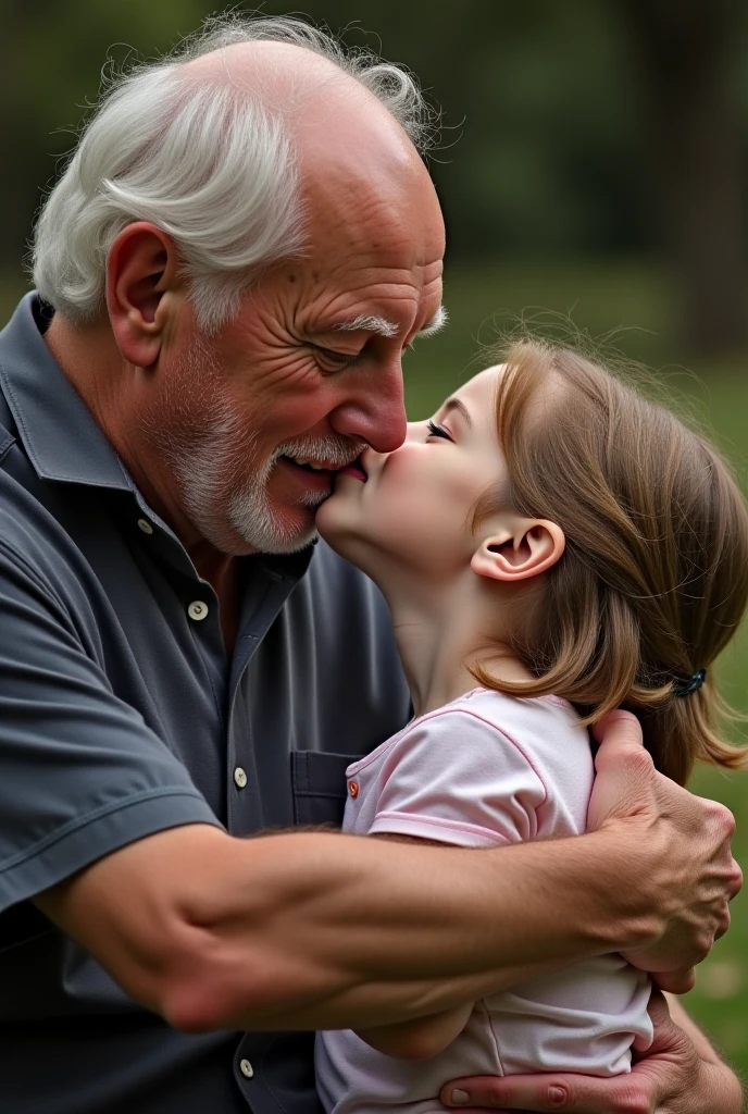 ((Grandfather has his  granddaughter on his knees.)). ((Grandfather kissing granddaughter on the mouth)), The granddaughter is attractive. ((rubio)), thin face of a top model, in school outfit, she is  and ((grandfather puts his hand on the girl&#39;crotch)) ((in front of grandfather)). side view , long legs, black platform high heels, Full body photo, school girl, ((grabddaughter is on knees)), sexual, ((grandfather lifts granddaughters skirt))((grandfather touches granddaughters underwear)),