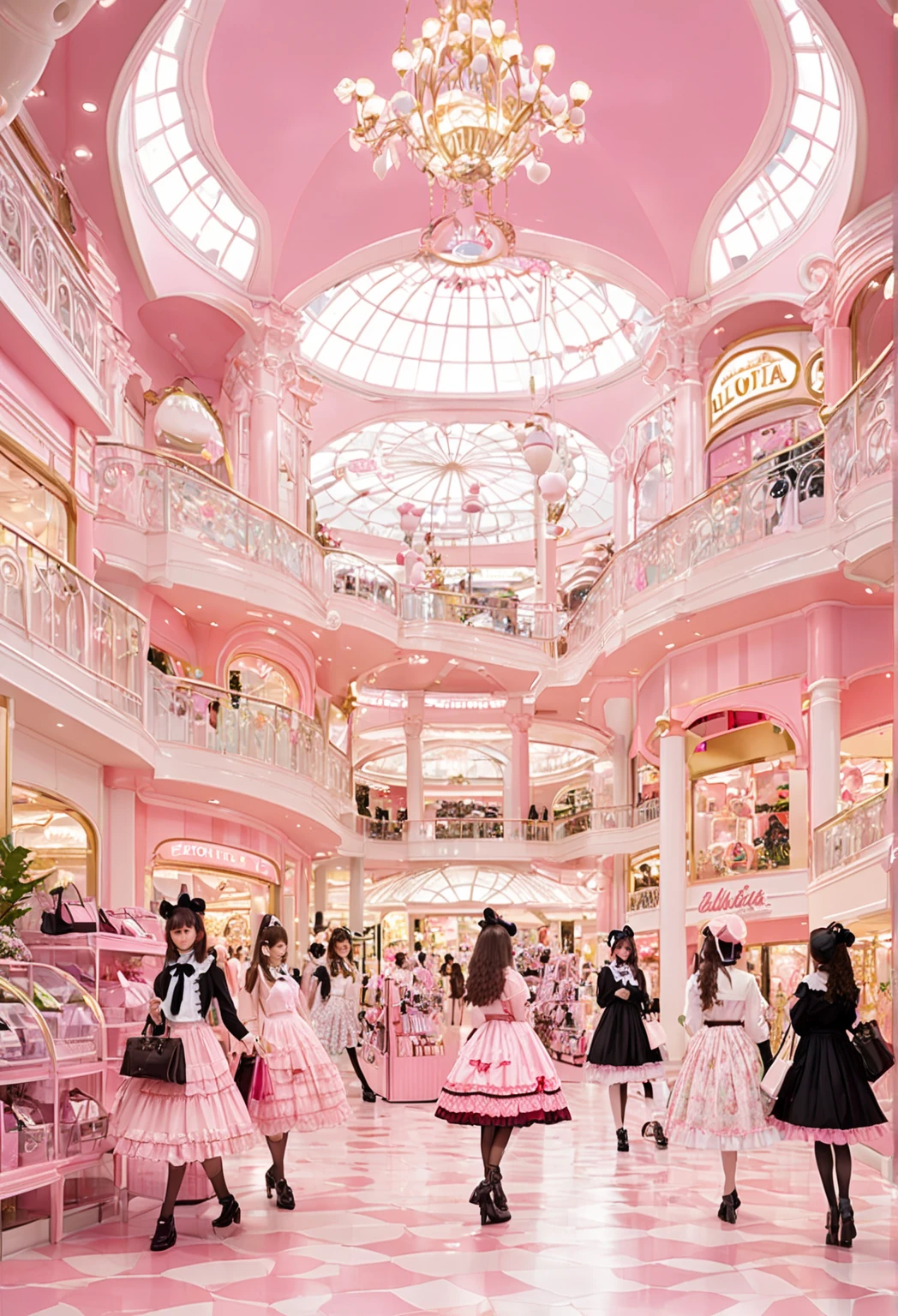 8k, 超High resolution, High resolution, Cinematic, Cinematic image, Intricate details, Realistic, photograph,
Fantasy art style, fashion store、Luxury furniture、A store selling Lolita fashion clothes、Cute clothes、Cute furniture、Dressing table、(Lolita clothes on display:2.0)、Lots of clothes、Pink Room、(All adult size clothes:2.0)、
Vibrant Style, Flowing and intermingling colors. Airbrush painting.