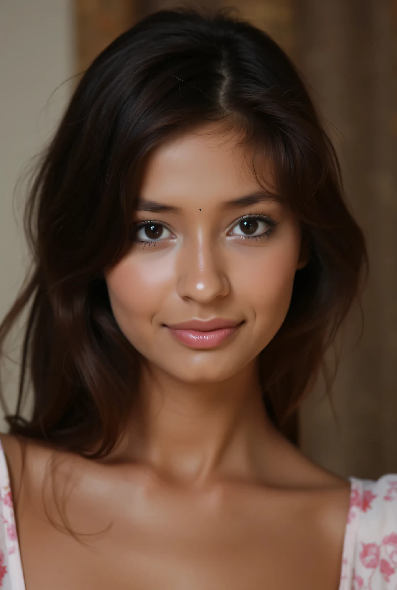 astonishing, remarkable, attractive, 18 year old, Indian, messy Hair, length Hair, photography, photo-realistic, highly detailed, sharp focus, 8k, best quality, masterpiece. very feminine Body. round face, wearing pajama, overhead shot, front Photo, photorealistic detail.