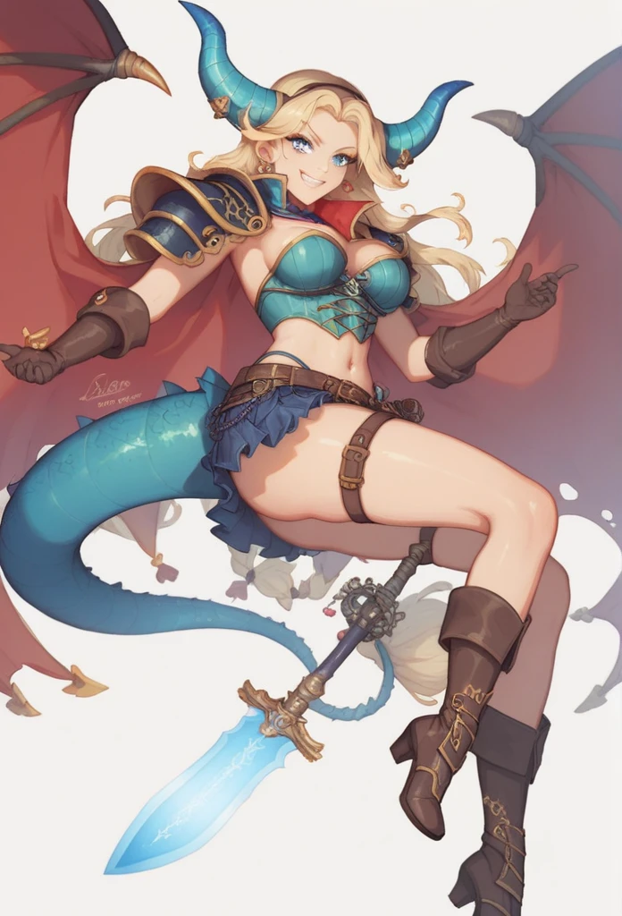 Chica maga oscura domadora de dragones legendario , en el reino de los cielos, ardiente entre nubes y rayos de sol a su alrededor. Pose sejustiva sexy y inocente seductora.
