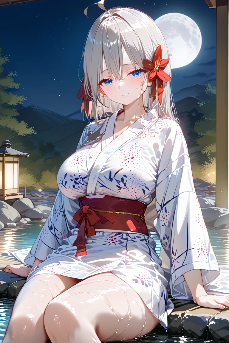 hight resolution, absurdres, best_Quality, Ultra_Detailled, 8K, extremely_clear, photo, beautiful, Beautiful face, Scharp Focus, HDR, 1girl, Clean eyes, very wide-eyed,old japanese town in the mountains in the background , Beautiful face, very red areola, standing , very seductive pose, very young, no bra, bare chest, nude , naked, No Top, NSFW, gray hair with ponytail, bare, no clothing, pussy