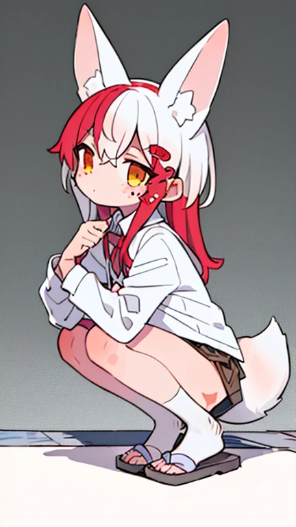 ((masterpiece, best quality)),furry, animal ears, tail,
1girl, school uniform, white shirt, red skirt, long hair, pantyhose,