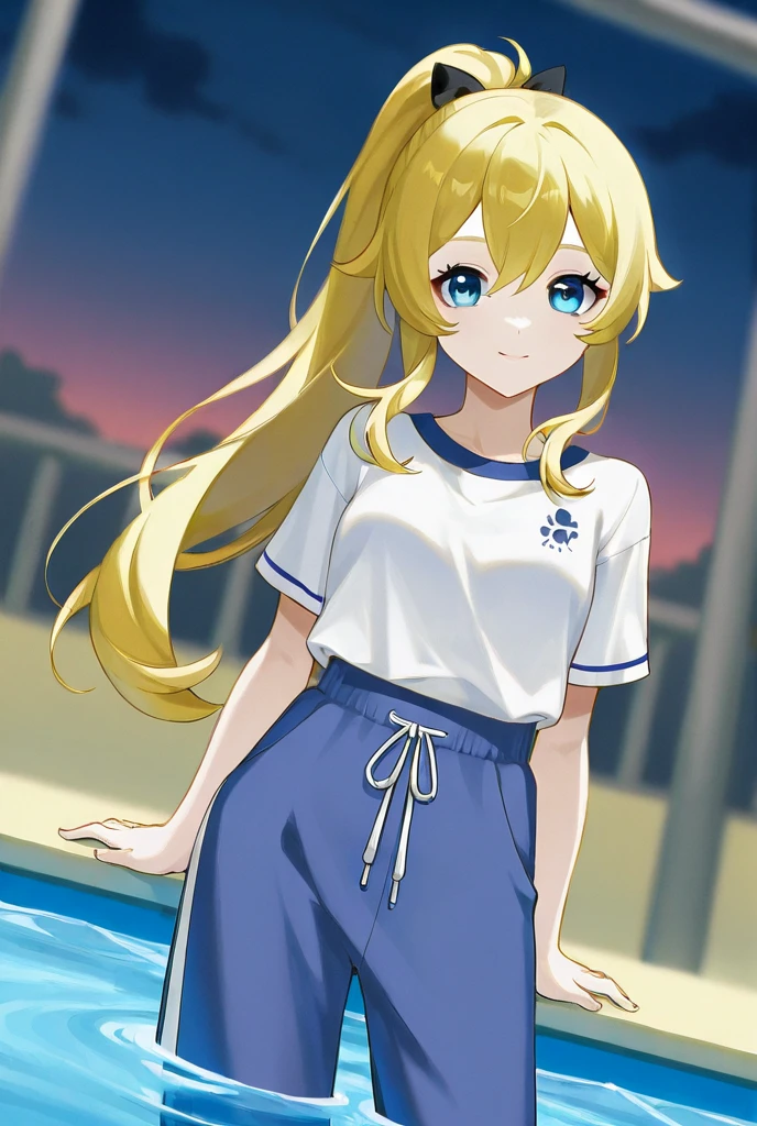 (1girl, solo, highly insanely detailed, masterpiece, top quality, best quality, highres, 4k, 8k, RAW photo),((innocent look)),((Childish)),From the front, symmetrical composition,smile,cute,Innocent,Kind eyes,Flat chest,fairy_tail_style,forest, (Bubbles:1.0), (yellow-blonde hair, blue eyes, short twintails, pigtails)
(dress, sky-blue sleeveless dress, simple black belt, white thighhighs)