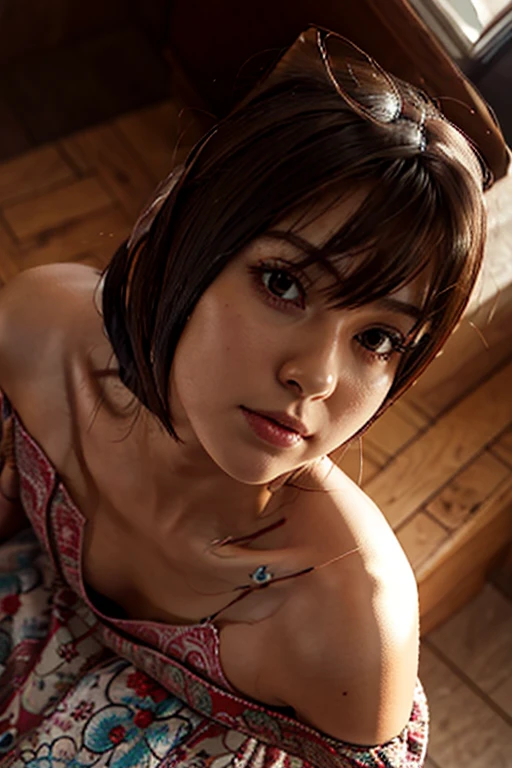 Beautiful young girl, Sera from yugioh, cute face, blushing, indifferent look, tanned japanese girl, amber eyes, golden hair decorations, bareshoulder outfits, girl with bust, upper body portrait, sexyposture, park at night, ((8K 、RAW photos、top-quality、tmasterpiece)、 Film Grain、High Detail RAW Color Photo Professional Photo、(hentail realism、Photorealism:1.37)、(top-quality)、(Best shadows)、(The best illustrations)、 8k wallpaper、physically-based renderingt、Cinematic lighting),break, with dirty oldman