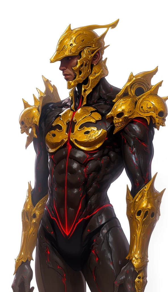Sculptural model design,Escultura,male people,Handsome,Future tech wind,cyber punk perssonage,musculous,Wu Yifan(Blank background),The clothes are white,amarelo,Orange colors