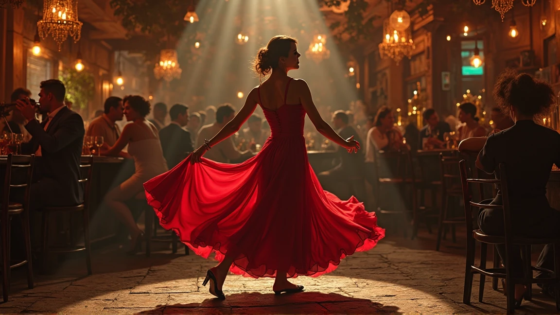 woman in stockings dancing a jig