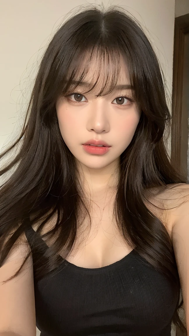 ((highest quality、In 8K、masterpiece:1.3))、Beautiful woman、1 female、dark brown hair、(Bedroom)、detailed face、fine eyes、double eyelid,((男性1名と1 female)),normal bit,the man above,(lying in bed)、(big breasts)