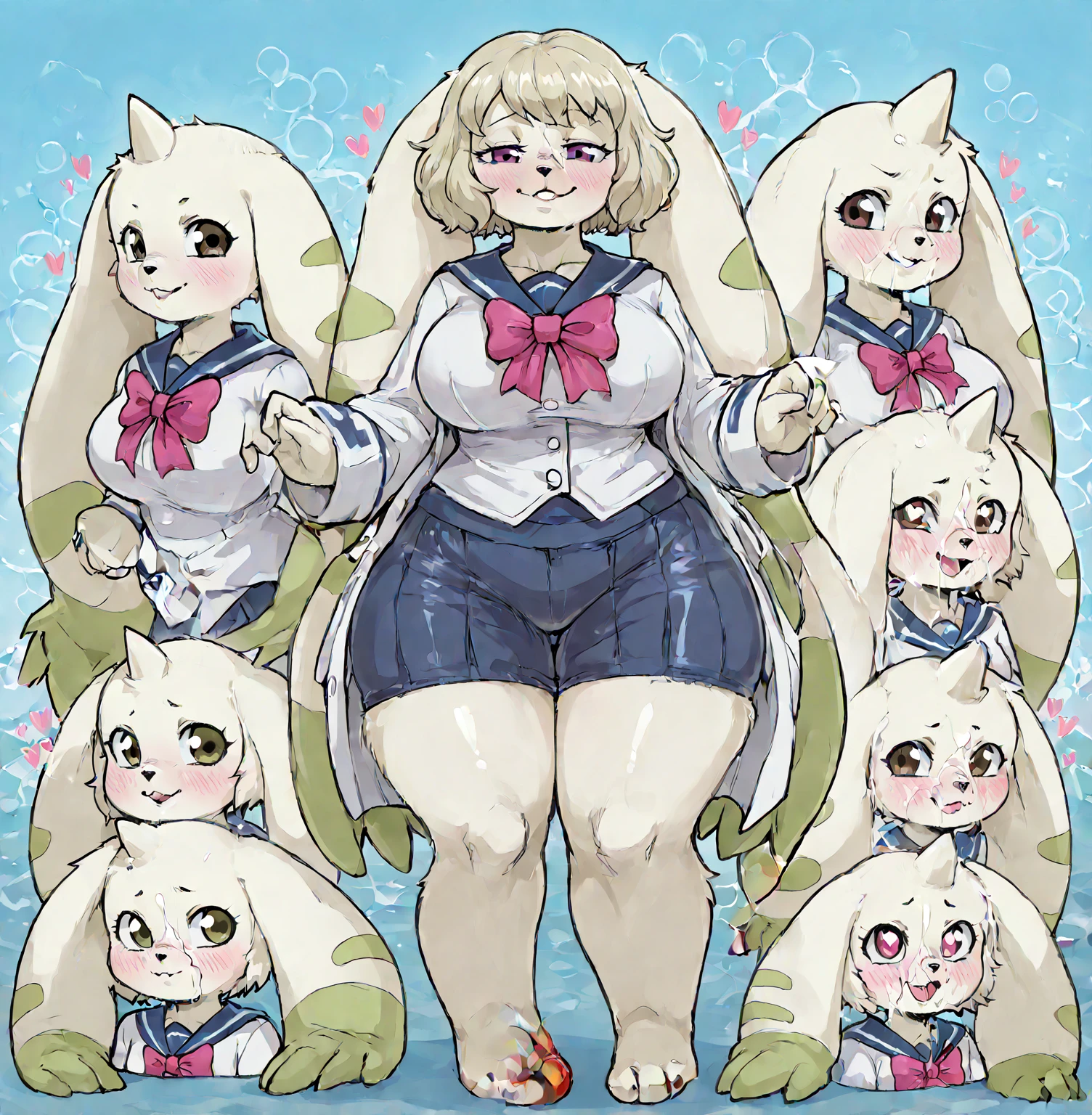 (pregnant toddler girl:1.5),chibi,2girls,long blonde hair tied with a string,standing,laughing