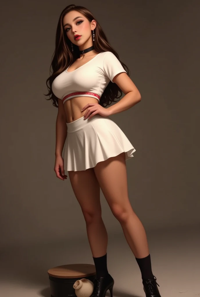 ((midnight, Need, 8K, tmasterpiece:1.3)), A whole body, Long legs, Focalors:1.2, Plump body,perfect figure beautiful woman:1.4,((Dark brown hair, huge tit:1.2 )), (Low-cut white T-shirt, Deep V white T-shirt,Skinny white T-shirt,blackstockings,short skirt,White sneakers), ((ice cave)), crowd of,Highly detailed facial and skin texture, A detailed eye, 二重まぶた,largeeyes,adolable,crisp breasts,Smile with,Bigger breasts, Wavy hair,crisp breasts,Get wet,Sweat profusely,Red lips,Wear earrings,wearing a choker,Wear a bracelet,orgy,Rejoice,Hot dance,Perfect chest shape,drink,vibrancy,Heaty,wildness,huge tit,Bigchest,beautifullegs,Full body like,Whole body,chest,beautifullegs