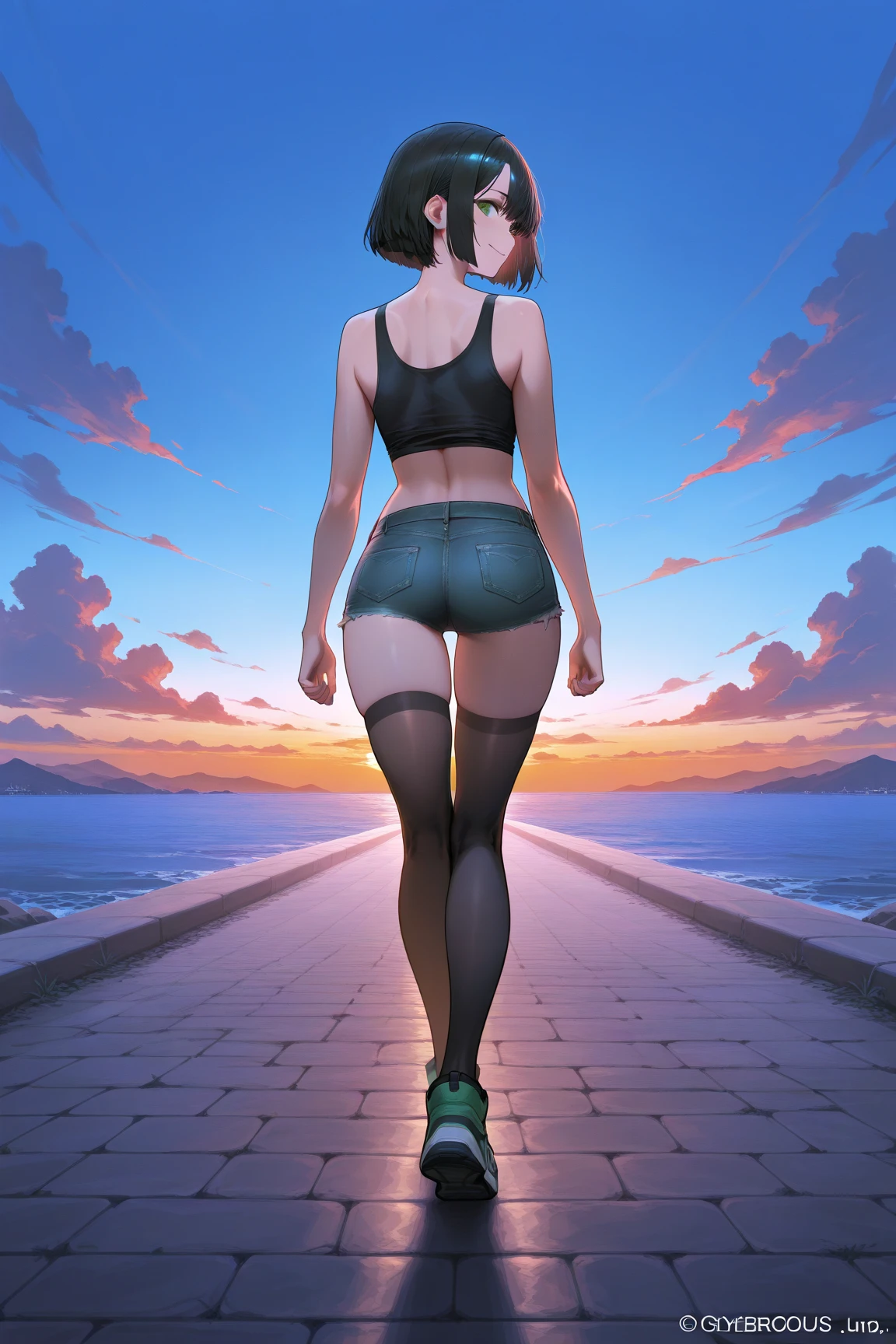 Bike shorts, thigh gap, view from behind,