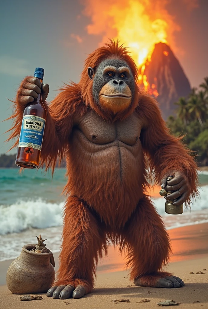 Cesar from Planet of the Apes drinking beer