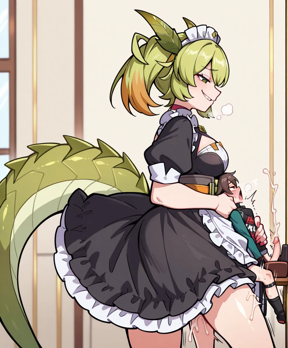 score_9, score_8_up, score_7_up, score_6_up, score_5_up, score_4_up, BREAK source_anime, 1girl, solo, ChopioYor, black hair, red eyes, gold earrings, looking at viewer, short hair with long locks, sidelocks, hair ornament, gold hairband, lite smile, cat lingerie, cocksock, cat tail, cat ear, collar, bell, zettai ryouiki thighhighs, looking at viewer, (tarechichi, sagging huge_breast:1.2), erect nipples, dirty dark large areola, skinny, milf, natural armpit hair, Unshaven black Pubic Hair, paw pose, squatting, open legs, pet play, nsfw, (Poo is coming out of asshole, scat, Defecation, poop:1.2), Thin and with prominent ribs, nsfw, in the kitchen