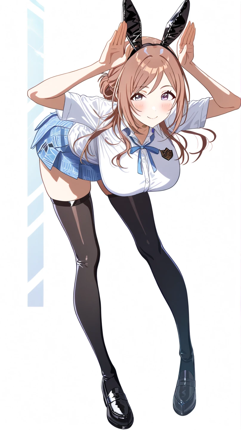 BREAK Perfect ???????、(High resolution:1.2)、Incredible illustrations、(Cute illustrations:1.2)、 (nsfw)(hip focus,from side ) （Beautiful background（breakwater,morning sun）) 1girl((brown hair,asymmetric bangs,twin tails, tanned skin: 1.3,blue eyes,fang)1girl((a girl,slender 1.7meters, 45kg, (( short shirt, hot pants,thigh-high socks, sandals),,cameltoe,))looking afar,open stance,beautiful ass