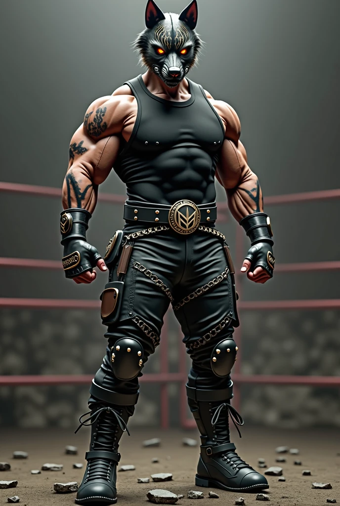 A boxer with a full body tattoo