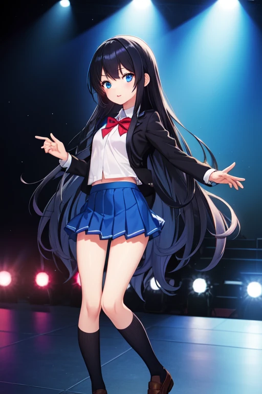 score_9, score_8_up, score_7_up, high res image,masterpiece,best quality,

pole dancing, spread legs,crotch rub,stage,multicolored spotlight,pin heels, background audience,
(white frilled undercoat:1.2), [::0.9],emotionless face,
1 idol girl,blue and green idol costume,red mini skirt,
detailed grey eyes,tareme,anime face,backlit,
(detailed long hair:1.0),straight black hair,
back shot