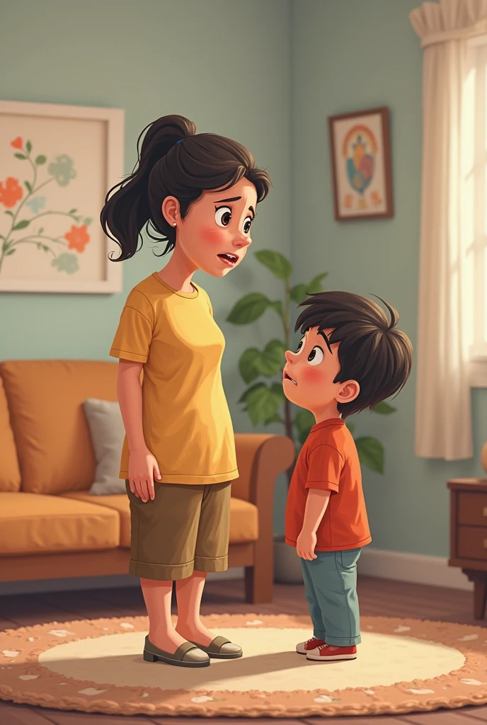 draw a mother scolding her son