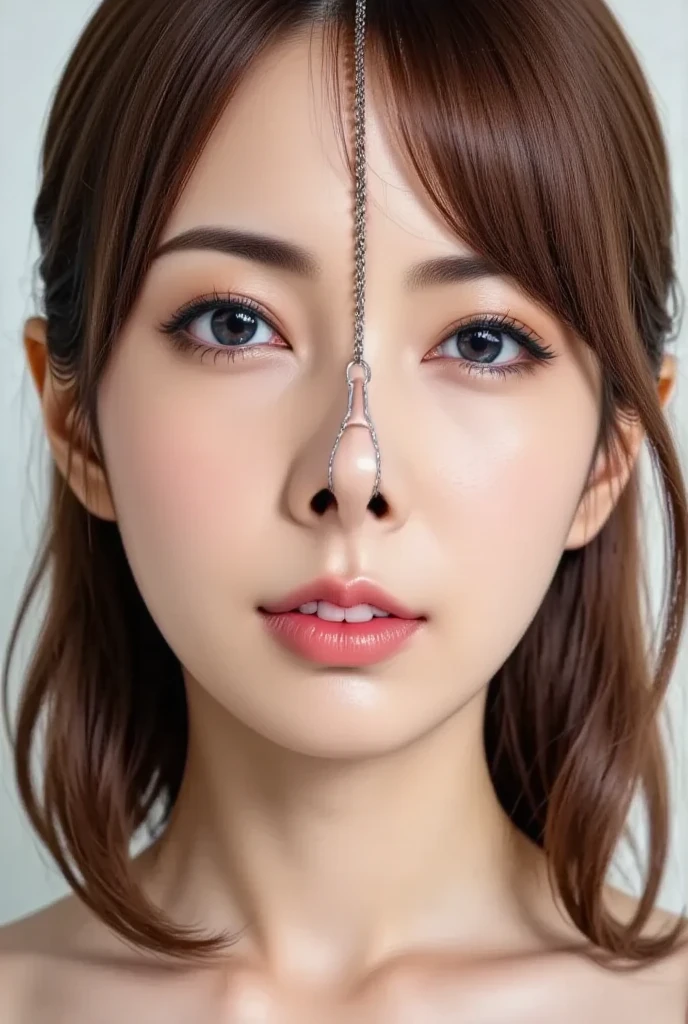 Beautiful and attractive woman in fashion trends, ,(Highest quality realistic textured skin:1.4), Beautiful Eyes, Detailed face, High quality eyes, Focus your eyes, Nose and mouth,Face Focus, Super Face close-up gentle and charming Chinese beautiful woman, Delicate and sexy collarbone, Attractive oval face, double eyelid,, Pink Lips, Small Nose, Expose your shoulders, Focus on the face, Face close-up, Ultra-high resolution, Very detailed, Full body photo, Ultra-thin and transparent, The white off-shoulder shirt and light blue slit skirt are a perfect match..., Fresh and delicious, And see through,Cinema Lighting,Rim Light,Bobcut,