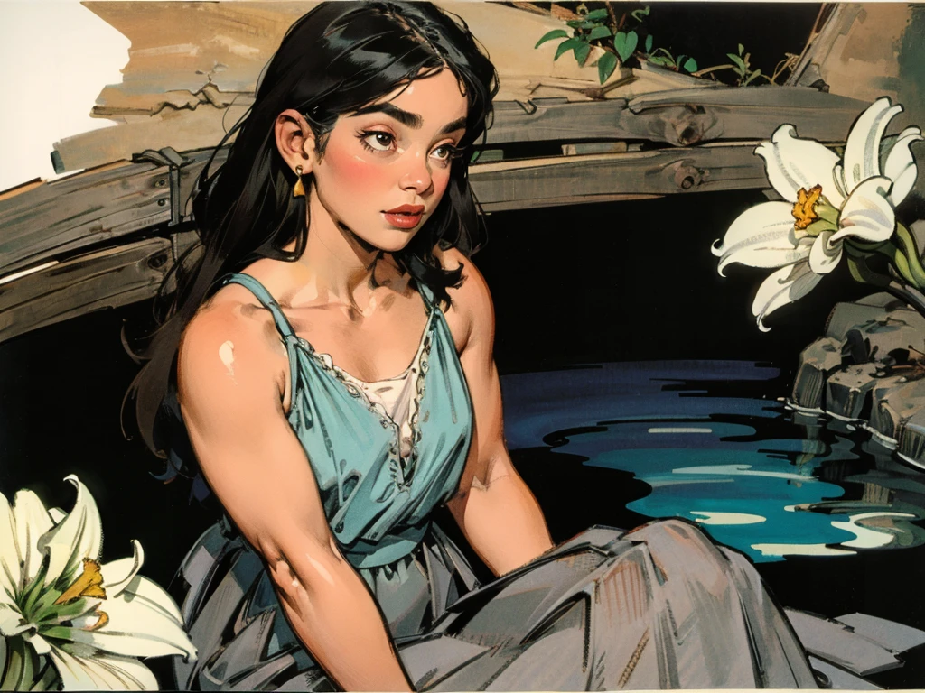 1 girl, serene expression, mesmerizing eyes, straight long hair, flowing dress, poised posture, porcelain skin, subtle blush, crystal pendant
BREAK
golden hour, (rim lighting):1.2, warm tones, sun flare, soft shadows, vibrant colors, painterly effect, dreamy atmosphere
BREAK
scenic lake, distant mountains, willow tree, calm water, reflection, sunlit clouds, peaceful ambiance, idyllic sunset, ultra detailed, official art, unity 8k wallpaper
, zentangle, mandala, night sultry look, seductive,
