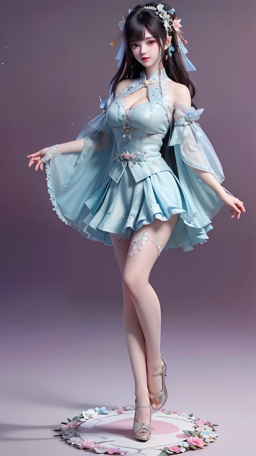A fifty-year-old woman in a blue dress at an ice rink, Wearing a leotard, Inspired by Zhou Wenjing, Dark blue leotard costume, Inspired by Ma Yuanyu, Full body fairy, Irina Nordsol-Kuzmina, Yoshitomo Nara, Ice Princess, Inspired by Zhang Shuqi, Wenfei Ye