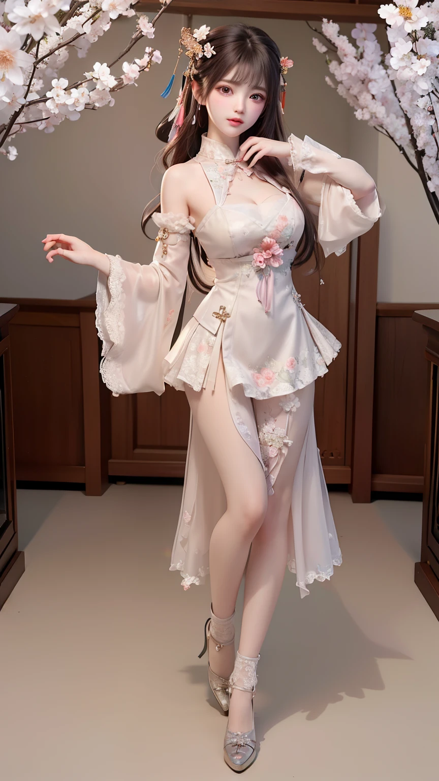 (masterpiece:1.3), (8K, Photorealistic, Original Photography, Top image quality: 1.4), Japanese female high school students、(Feel free to hairstyle:1.2)、Cleavage:1.2、Super detail face、Eye for detail、Double eyelids、Hold your head high and your chest high、Clear focus:1.2、pretty Woman:1.4、Light brown hair、Top quality、masterpiece、Ultra-high resolution、(Photorealistic:1.4)、Highly detailed and professional lighting smile、Loose, lightweight knitwear、Shoulder abduction、slim、Serious facial expression、short hair、Fatal position,Huge breasts,High heel,Available in white