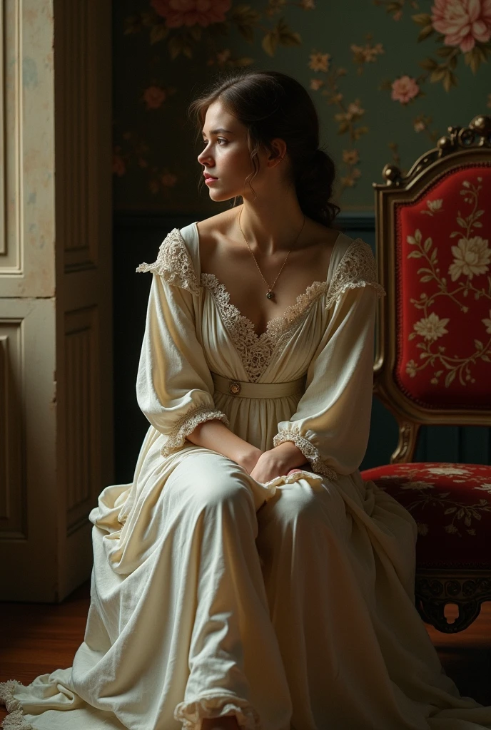 victorian yo Ruby Sinclair in 19th century negligee