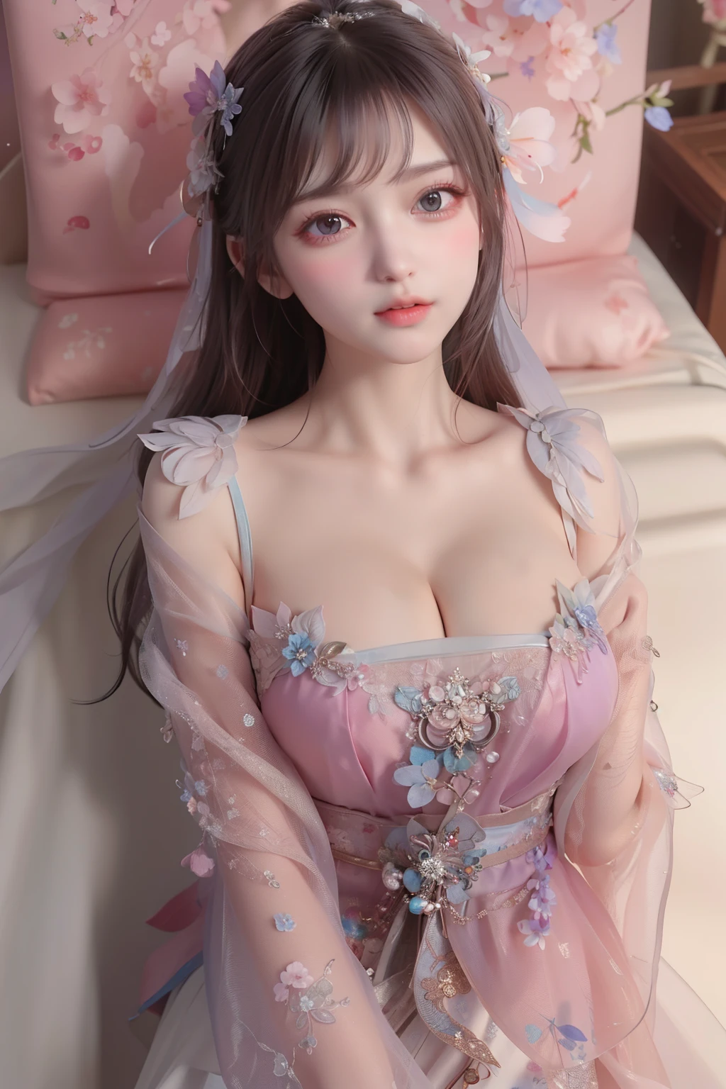 A girl, cute 10 yearl old, maturbate, big breast, sexy, short dress, detail bra , position look up camera, lace wet flower, twin tail, open V-chested clothes Thin silk lace dress , (huge ,cleavage),, white pink and green,best qualtiy,tmasterpiece,Ultra-high resolution,(Reality:1.4),RAW photogr,(True skin texture:1.3),(filmgrain:1.3),(Selfie angle),1个Giant Breast Girl,Beautiful eye and face details,tmasterpiece,Best quality at best,,The chest more exposed,lying on bed, fishnet stockings