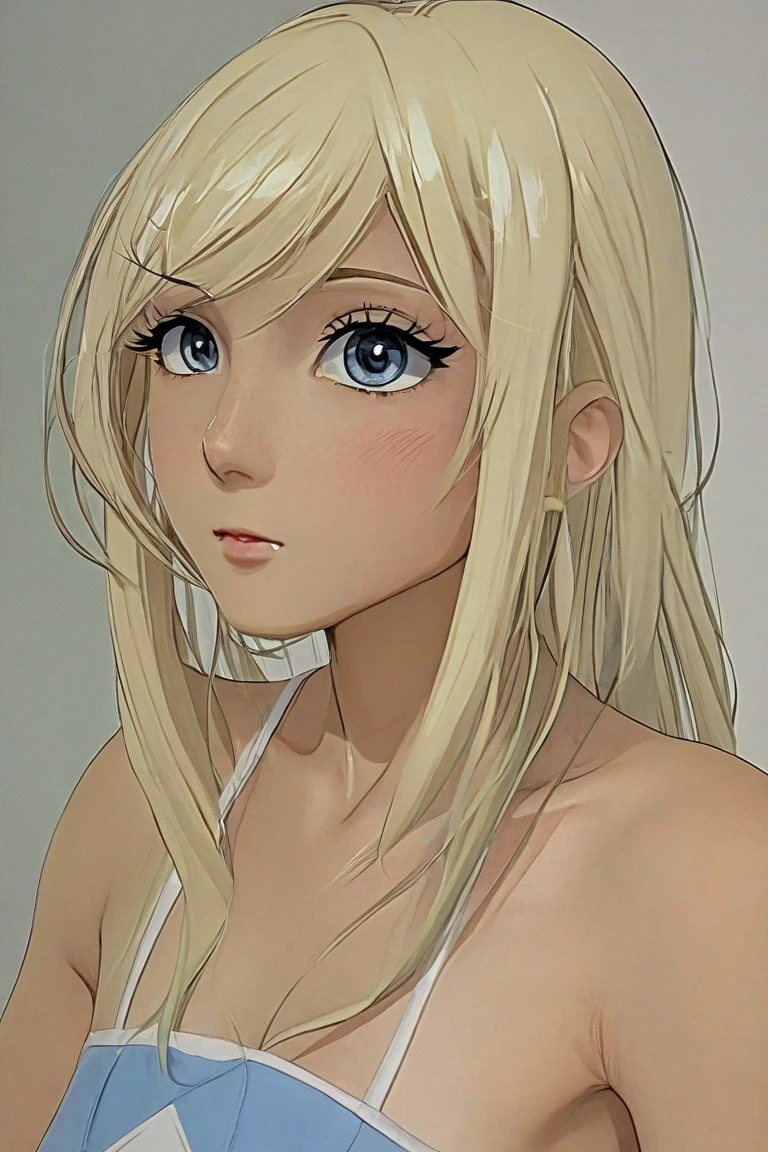 1 girl,yellow haired woman,Beautiful face,black eyes