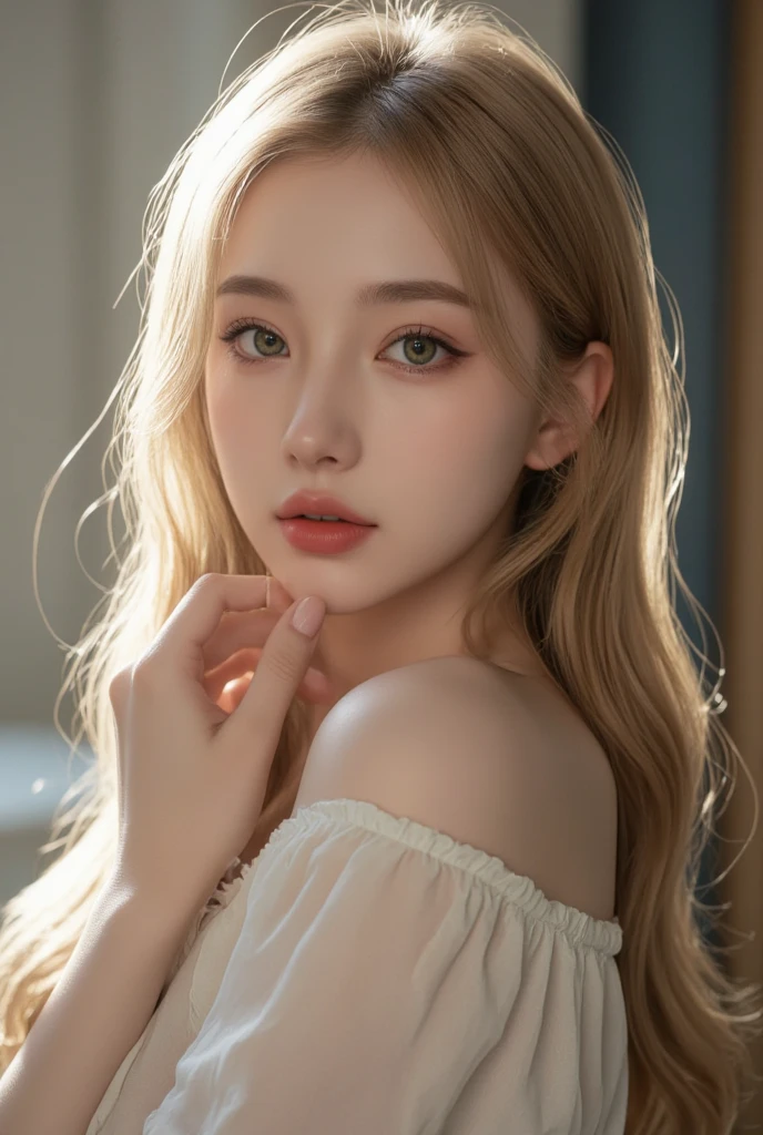 ((night、real light、top quality、8k pictures、Masterpiece:1.3))、Beautiful girl with normal figure:1.4、(Blonde hair、big breasts:1.4)、(wearing black underwear:1.4)、Lying in bed、plump big breasts、spread legs、 Very small 、Super detailed face、delicate eyes、dark eyeliner、bright smile、ear nipple ring、small necklace、bracelet、Look at your audience、Bangs、cheeks flushed、ecstatic look、Beautiful tooth arrangement、