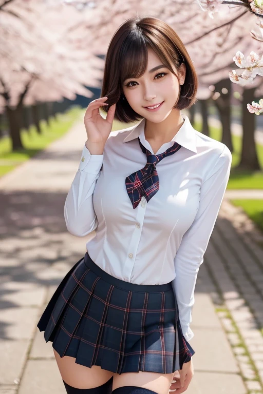 ultra-detailliert、​masterpiece、top-quality、超A high resolution、8K、high-level image quality、Real live-action、Photogenic clarity、A detailed eye、gradients、perfect anatomy body proportions ,hard disk、nffsw , Nikon Z9 80mm Lens 、masutepiece、18 year old adult beautiful girl, Dark hair, Short hair, (Curly hair), (((Pale pink panties made of lace material)))、Tiny panties、Detailed panty patterns、panties focus、NSFW, (Show white teeth and smile)、Looking at the camera、(((Lift the hem of the skirt, Lift the hem of the skirt with both hands, Lift the hem of the skirt yourself)))、((Japan school uniform)), (White Blazer:1.2), (short plaid skirt:1.5), (neck tie:1.2), Check skirt、Black Hair Bob Hair、Cute headband earrings on the head、a necklace、A bracelet、Light on Face、(Correct eye balance)、Squat and open your legs、(((Beautiful alignment and snow-white teeth)))、Sparkling eyes、Shiny lips with lip gloss、too bright natural light、The Bright Sun、
