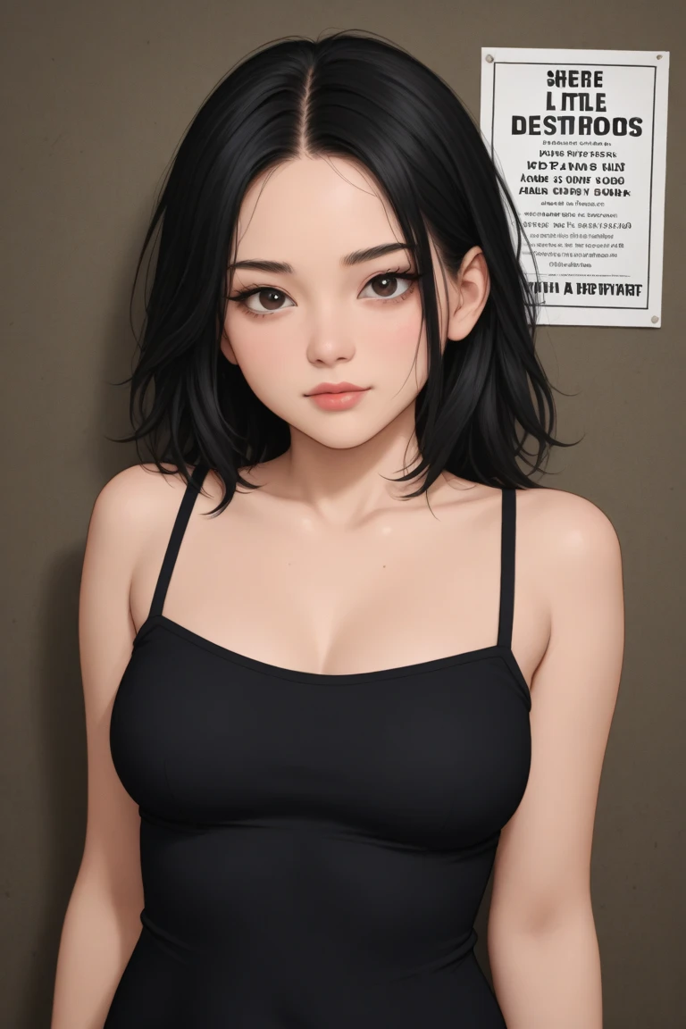 ((work of art)), ((best qualityer)), ((high resolution)), Woman linda com cabelo preto encaracolado extremamente longo e voluptuous, africana, big fit asss brincos de argola marrons, wearing colorful top and brown miniskirt, curvaceous athletic frame, work of art, best qualityer:1.4), solo portrait, female, Woman, voluptuous, big fit ass , europeu, brown eyes, , soft hair, Bblack hair, ,long bangs, long Bblack hair, cute,