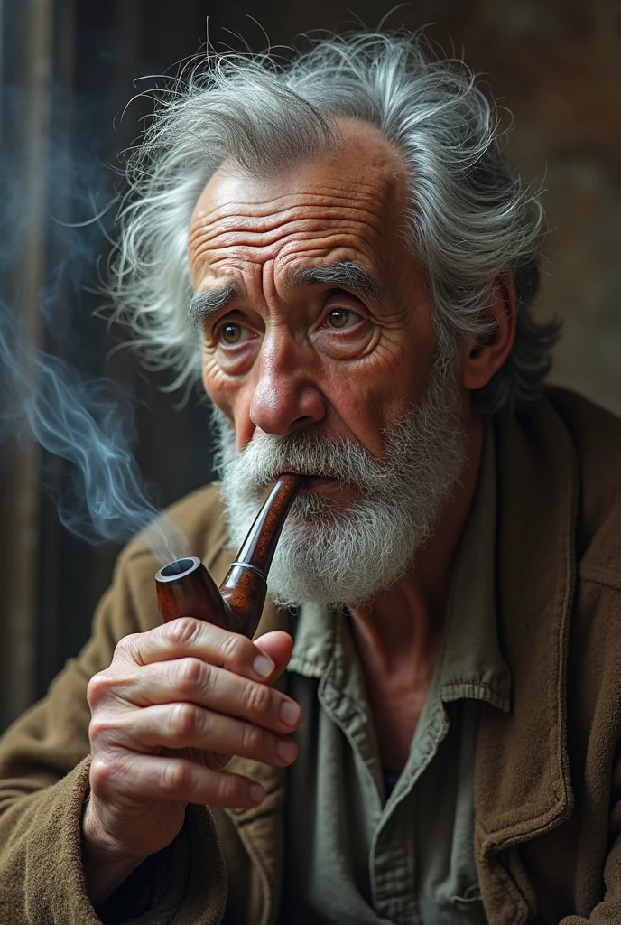 old man smoking pipe


