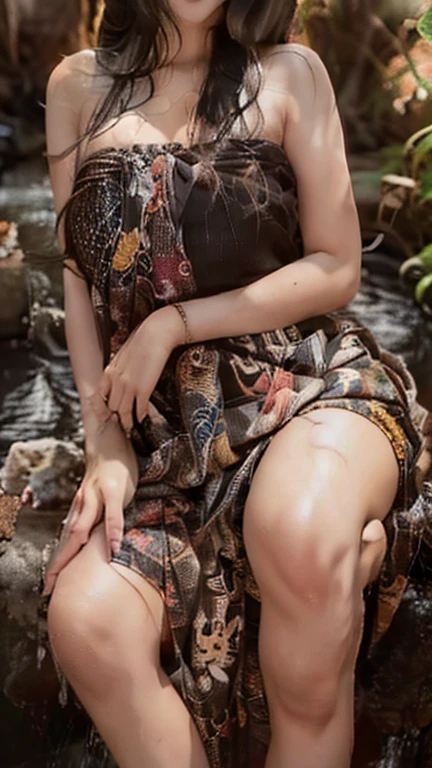 best quality, masterpiece, photorealistic, high resolution, solo, 1 girl, NSFW, realistic and detailed skin,standing, look at viewer, ponytail,20-year-old, (nipples come out of bra:1.2),breasts covered by dress, (pussy come out of panties:1.4), (sun glasses with thick frame:1.4),slender body shape、((legs spread)), sexy lips,(sexy colorful lace dress:1.4),smile,Patung Dress