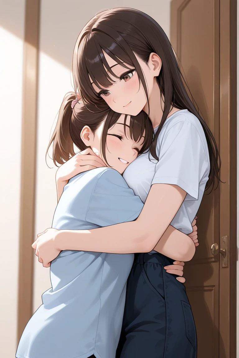 (Ultra-high resolution of the highest quality, masutepiece, Best Quality, 8K, Super Detail, Best Quality:1.3), (Anatomically correct:1.2), 1 Little Baby girl, pre-schooler girl with his mother, hug
