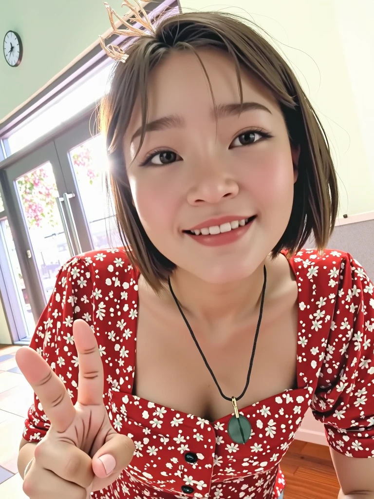 28years old　Big Breasts　woman　A kind smile　Big eyes　Front teeth　Short Bob Hair　Japanese　classmate　Saggy breasts　Sexy appeal　　