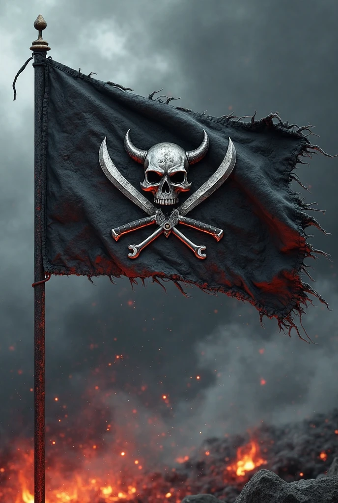 shield of pirates of the caribbean with colored smoke , with text that I put pirates