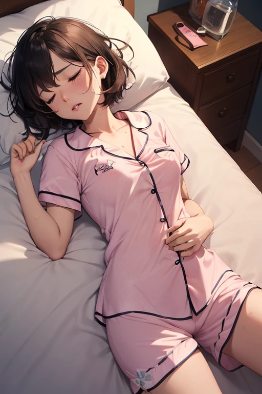 Bedroom、pajamas、Beauty、24-years-old、bob cut、Beautiful butt