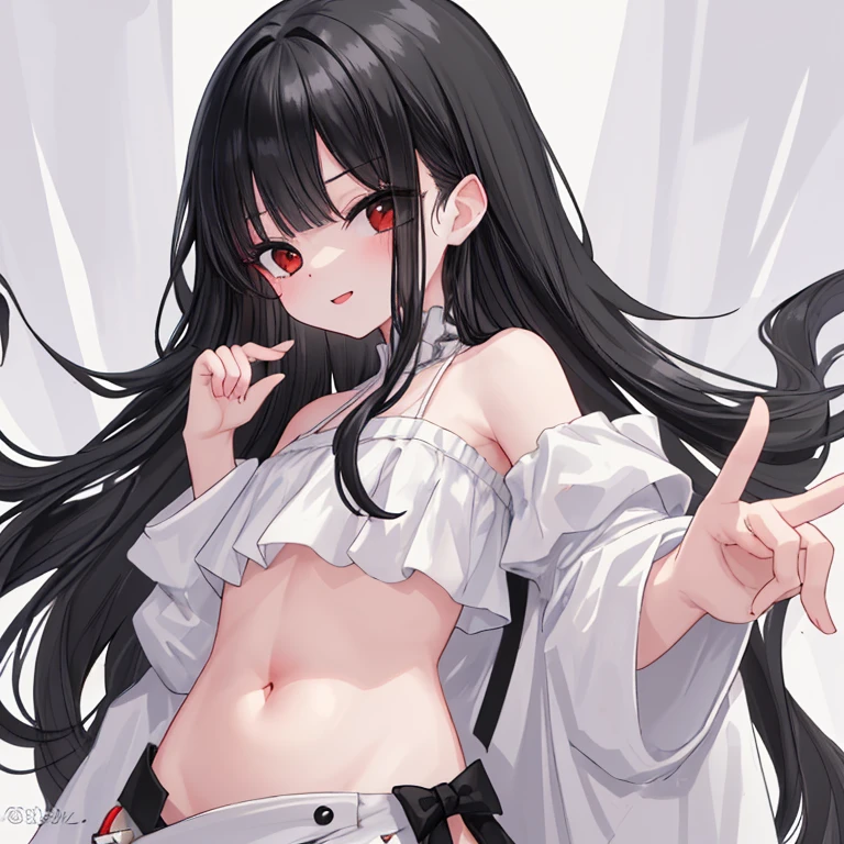 Naked boy with white horn and black hair