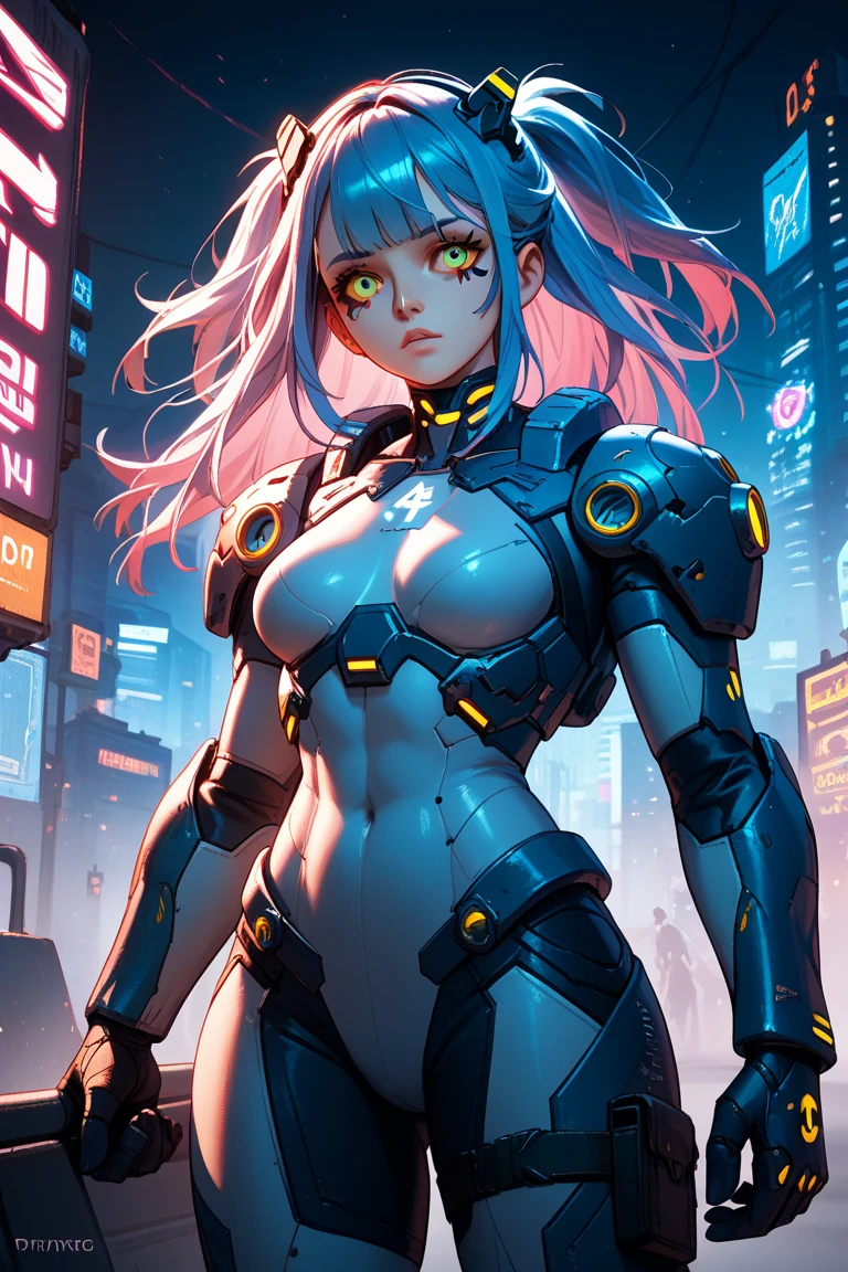cyberpunk girl,(((1girl))),((cute and beautiful rainbow haired girl)),
(Colorful hair:1.5), (all the colors of the rainbow:1.5),crystal clear eyes,rainbow color gradient bangs:1.5,(rainbow colored hair:1.5), color splash, color explosion, (colorful), Face Paint, ((streaked hair)),(Gradient color eyes),(((colorful eyes))),
(large breasts:1.4),saggy breasts,mane,((multicolored_hair:1.3)), ((rainbow hair:1.3)),((hair bangs:1.3)),((hair with the seven colors of the rainbow:1.3)),((straight hair:1.3)),((very straight hair,very_long hair:1.5)),((The beauty of extra-long hair)),((Super Long Straight Hair)),((bangs)),(((neon rainbow eyes:1.3))),intricate eyes,beautiful detailed eyes,symmetrical eyes,((fat)),(((lustrous skin:1.5,bright skin: 1.5,skin tanned,shiny skin,very shiny skin,shiny body,plastic glitter skin,exaggerated shiny skin,illuminated skin,wet legs))),(spider lower abdomen,narrow waist,wide hip,athletic body,inflated legs, thick thighs,detailed body,(detailed face)),
cute,slutty,erotic,((nsfw)),
white pilot suit,white cyber suit,absurdres,Long legs,cleavage,(((wet clothes,intricate outfit,intricate clothes))),
(hypnotized pose:1.0),hypnotized,(centered,scale to fit dimensions,Rule of thirds),
cyberpunk city by the ocean at night, with bright neon signs and dark stormy clouds and puddles, scenery:1.25,nighttime, starry night, cosmos,Very dark night that makes the neon lights stand out, very bright neon lights,nighttime, starry night, cosmos,
artistic photography,(photography taken by sldr),highres, sharp focus,(ultra detailed, extremely detailed), (photorealistic artwork:1.37),(extremely detailed CG unity 8k wallpaper),((synthwave background theme)),(((vibrant colors))),intricate,(intricate background),(masterpiece),(best quality),perfect rendered face,perfect face details,realistic face,photo realistic,analog style,((intricate detail)),(((realism))),